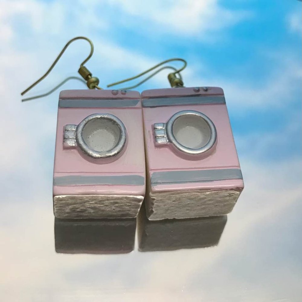 Pink Washer Washing Machine Earrings